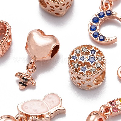 10 шт. 10 стиля из сплава со стразами в европейском стиле MPDL-FS0001-01RG-1