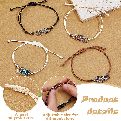 8 шт. 4 цвета 304 нержавеющая сталь макраме мешочек для изготовления браслета для держателя камня AJEW-PH0011-84-1