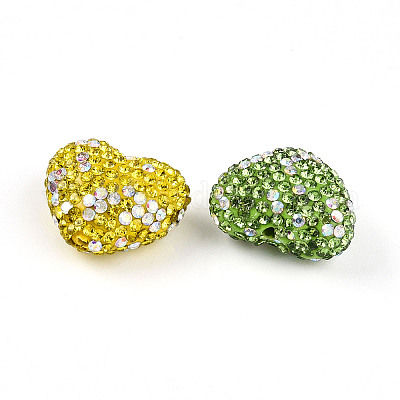 Бусины из полимерной глины в форме сердца со стразами PORC-N010-01-1