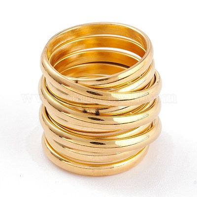 Кольца для пальцев из нержавеющей стали 304 с ионным покрытием (IP) унисекс RJEW-K233-16B-G-1