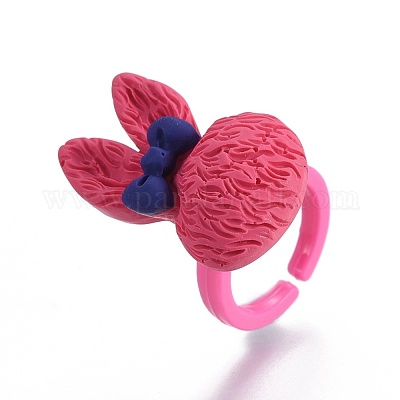 Кольца из смолы в виде кролика RJEW-JR00245-M-1