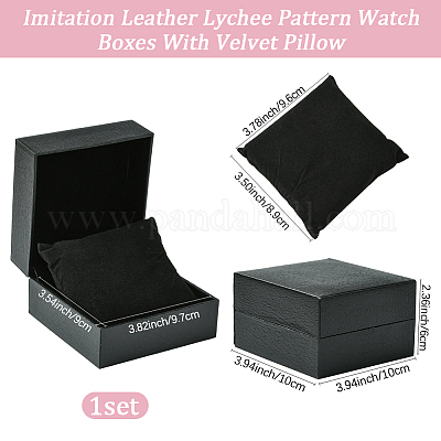 Коробки для часов из искусственной кожи с узором личи CON-WH20013-02B-1