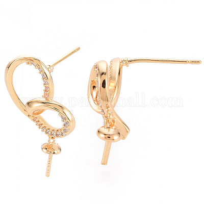 Серьги из латуни с микропейвом и прозрачным фианитом KK-T062-232G-NF-1