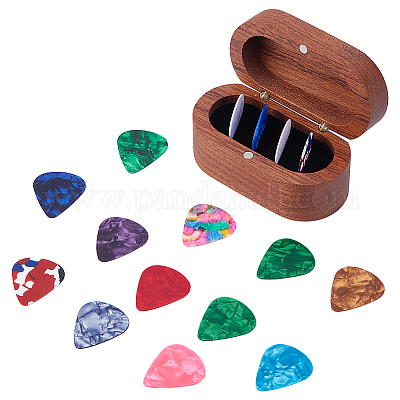 1 шт. 4-слотовые овальные деревянные коробки для хранения медиаторов с магнитной крышкой OBOX-DC0001-03A-1