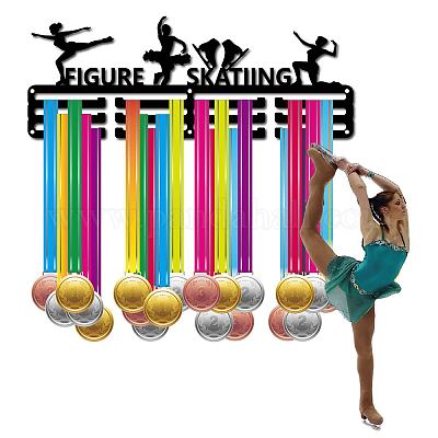 The Metal Peddler Ice Dreams Figure Skating Medal Hanger - 14.5 Inch Display With 10 Hooks, Made In USA, Black