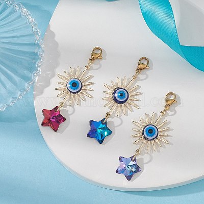 Гальванические стеклянные подвески в виде звезд HJEW-JM01107-1