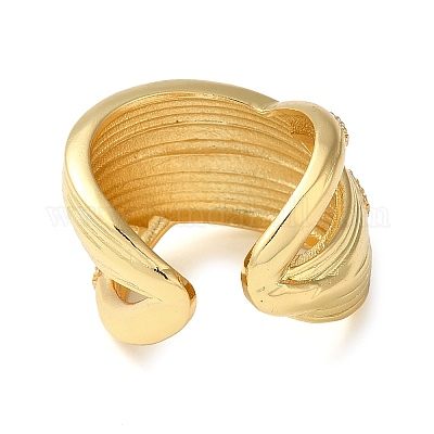 Открытое кольцо-манжета из латуни с микропаве из кубического циркония RJEW-Q805-03G-1