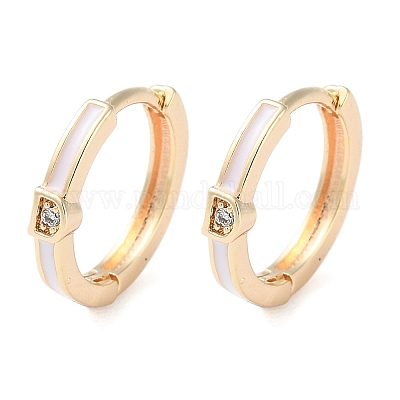 Серьги-кольца из латуни с микропаве из прозрачного кубического циркония для женщин EJEW-S234-06G-1