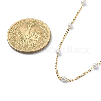 Колье из круглой цепочки со стеклянным жемчугом и бисером NJEW-JN04336-1