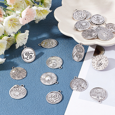 22 шт. 11 стиля подвески из сплава в тибетском стиле с эмалевыми оправами FIND-SC0002-23-1