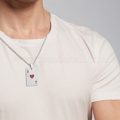 8 шт. ожерелье с подвеской в виде игральной карты в форме сердца из нержавеющей стали с эмалью NJEW-FH0001-11B-1