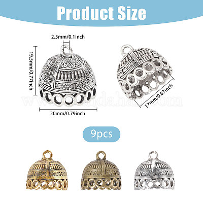 9 шт. 3-цветная подвеска из сплава в тибетском стиле FIND-CA0011-04-1