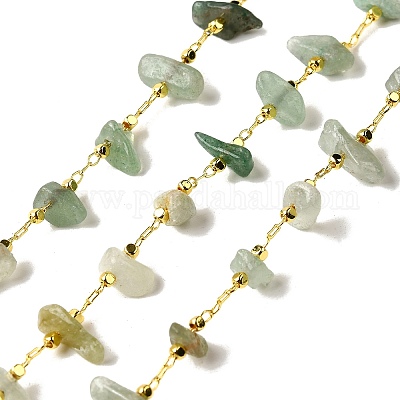 Цепочки из бисера с натуральным зеленым авантюрином ручной работы CHC-F020-10G-01-1