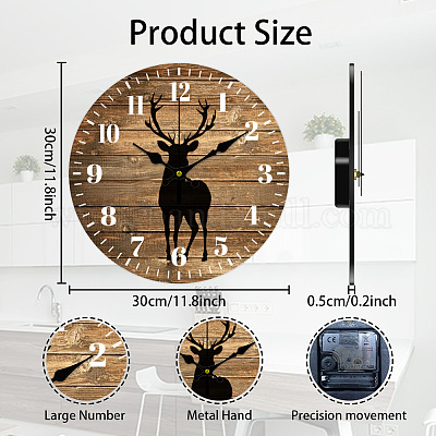 Настенные часы с принтом из мдф HJEW-WH0058-020-1