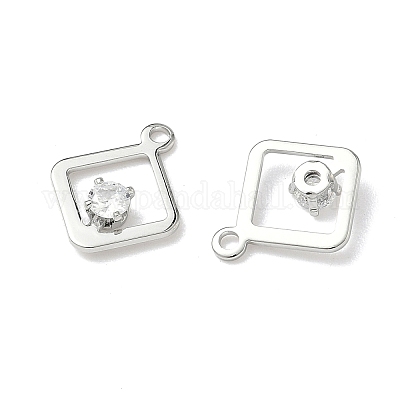 Подвески в виде ромбов с микропаве из кубических цирконий из латуни KK-Z136-01P-1