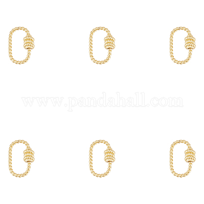 6 шт. латунные подвески-замки с винтовым карабином KK-UN0002-04-1