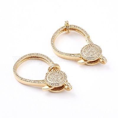 Латунная застежка-клешня с микропейвом из прозрачного кубического циркония ZIRC-I043-38G-1