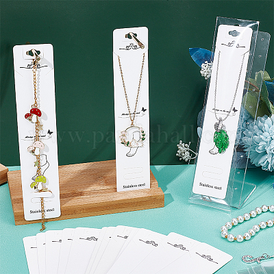 Wholesale HOBBIESAY 50 Sets Jewelry Display Cards with Self Adhesive Bags  19.5x4cm Paper Anklet Display Cards with OPP Cellophane Bags Necklace  Earring Card Holders for Selling Jewelry Packaging Supplies 