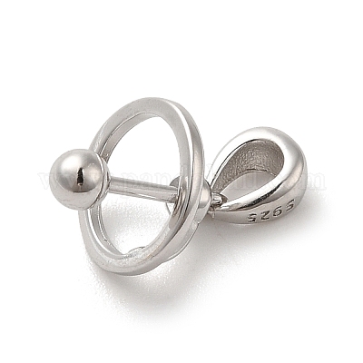 Антикоррозийное покрытие родием 925 стерлинговый серебряный медальон в форме планеты с застежкой-молнией STER-NH0001-55A-P-1