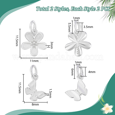 4 шт. 2 стиля 925 подвески из стерлингового серебра с соединительными кольцами и 925 штампа STER-PH0003-44-1