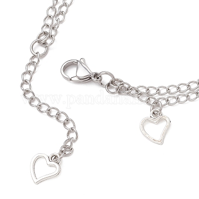 Браслеты шарма сплава сердца BJEW-JB12038-1