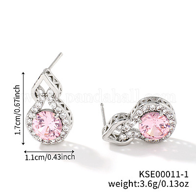 Геометрические полые серьги-гвоздики из латуни со стразами MB5666-1-1