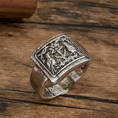 Прямоугольные кольца с узором из птиц и цветов из сплава FS-WGF2270-01-1