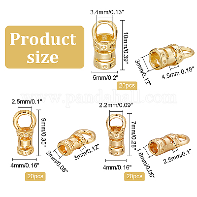 60шт 3 стильный латунный конец шнура FIND-PH0006-14-1