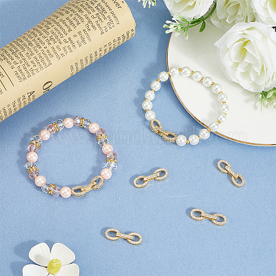 6 комплект стоек покрытие латунь микропаве прозрачный кубический цирконий складные застежки KK-BBC0021-33-1