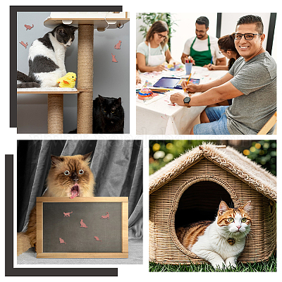 Необработанные деревянные подвески для кошек для живописи FIND-UN0007-66-1