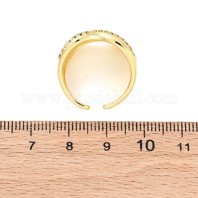 Латунные кольца из манжеты с прозрачным цирконием RJEW-U047-13G-1