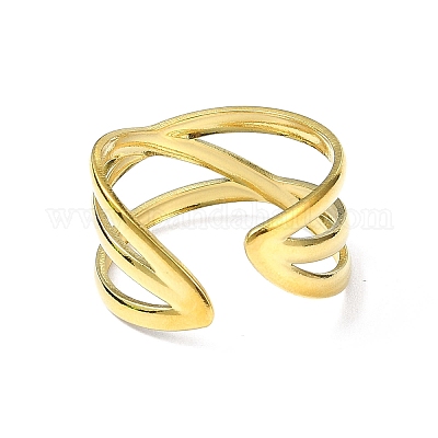 Открытое манжетное кольцо из нержавеющей стали 304 с ионным покрытием (IP) RJEW-L109-044G-1