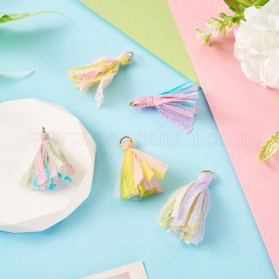 5шт 5 цвета подвески из полиэстера с кисточками&nbsp;FIND-TA0005-34-1