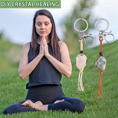 4шт 2 цвета макраме бахрома плетеный брелок AJEW-SW00014-06-1