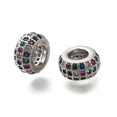 Латунные микро проложить Цирконий Европейский бисером KK-M318-19P-1