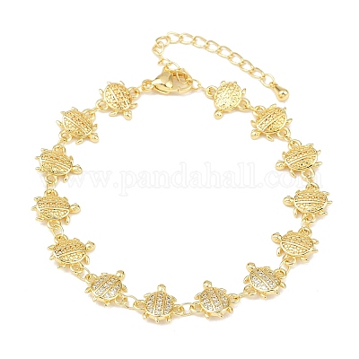 Латунные браслеты-цепочки с микропаве из прозрачных кубических цирконий для женщин BJEW-A090-11A-G-1