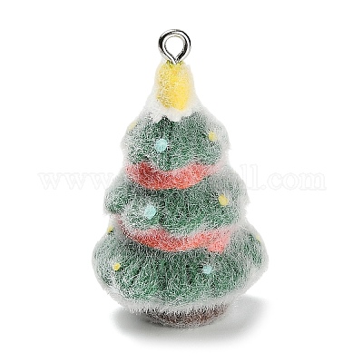 Рождественские подвески из непрозрачной смолы с эффектом флокирования RESI-C064-01B-1