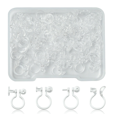 80 шт. 4 стиля фурнитуры для сережек-клипс из пластика/смолы KY-FS0001-35-1