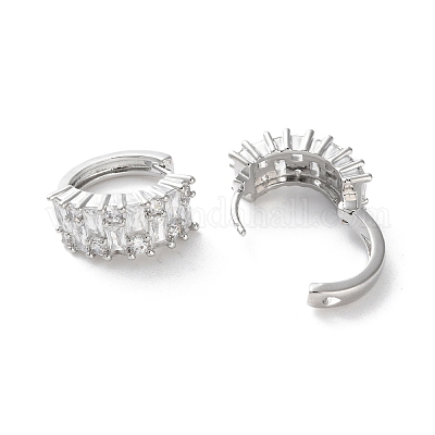 Серьги-кольца из латуни с прозрачным кубическим цирконием EJEW-S241-07P-1