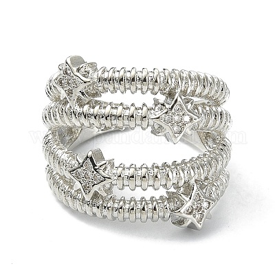 Кольцо-манжета со звездой из прозрачного кубического циркония RJEW-F144-01P-1