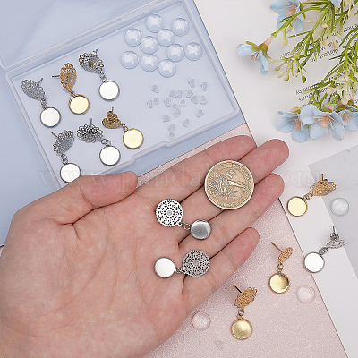 8 пара 4 стиля пустых стеклянных висячих сережек-гвоздиков EJEW-AB00010-1