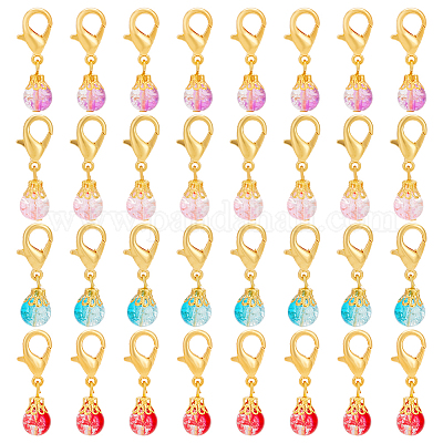 80 шт. круглые стеклянные бусины с эффектом потрескивания HJEW-PH0001-62-1