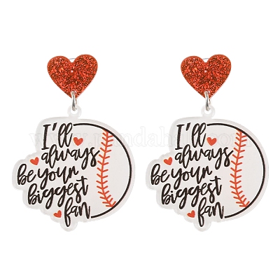 1 пара сережек-гвоздиков с леопардовым принтом в виде сердца для матери и спорта из акрила EJEW-FS0001-22G-1