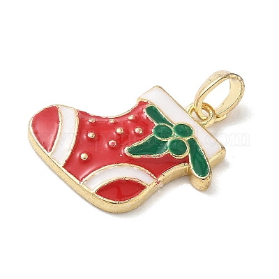 Рождественские латунные эмалевые подвески KK-K305-08A-G-1