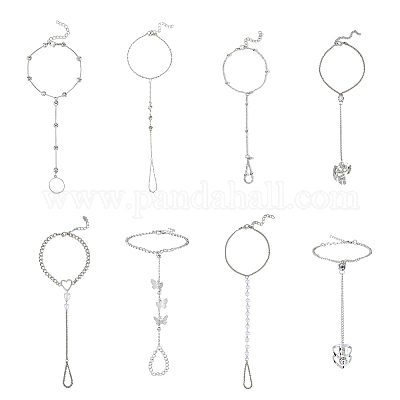 8шт. 8 стильных браслета из сплава с кольцами BJEW-FI0001-20-1