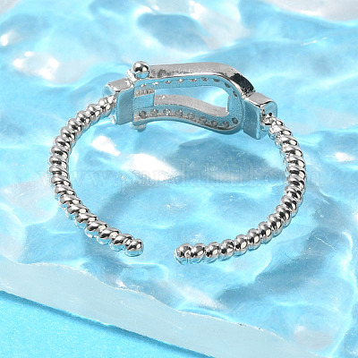 Открытые манжеты из латуни с микропаве и прозрачным цирконием для женщин RJEW-R005-06P-1