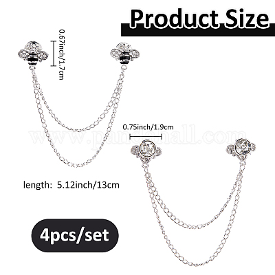 4 шт. броши из цинкового сплава с бахромой и стразами в виде пчелы JEWB-FH0002-33P-1