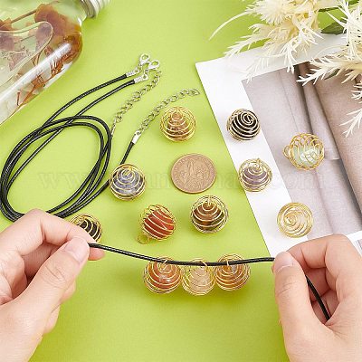 12 шт. 12 стильных железных подвесок-клеток для бусин с оберткой в виде спирали IFIN-PH0001-59-1