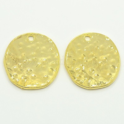 Сплав пустым плоские круглые забил кулоны PALLOY-M031-07G-1