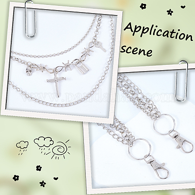 Сплав крест замок брелок ключ 3 слой цепь ремни для брюк AJEW-WH20070-056-1